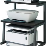 TMUCUNG Printer Stand Desktop Stand for Printer 3-Tier Multifunction Storage Book Shelf Floor Printer Table Space Organizer Perfect for Office Living Room Kitchen(Black)